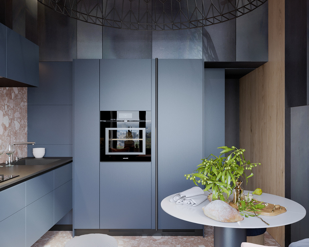 Blaues Küchenschrank-Design