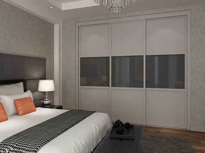 YALIG Designer-Hauptschlafzimmer-Kleiderschrank aus massivem Holz mit Schiebetür