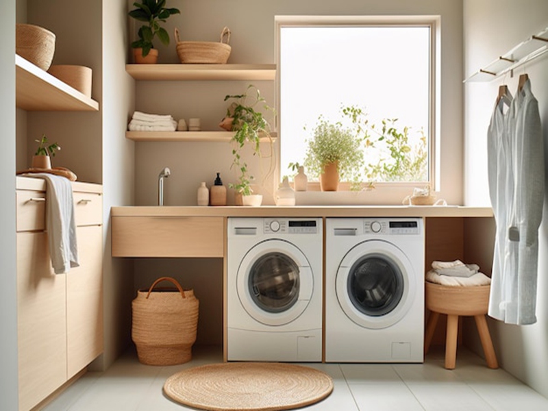 High-End-Waschraumschrank im minimalistischen Stil mit offenem Fachdesign