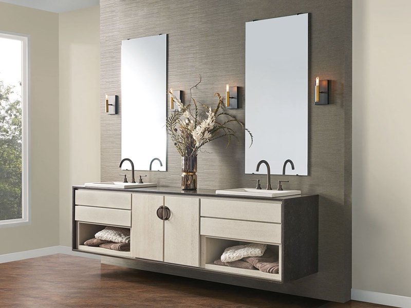 Beliebter Badezimmer-Waschtisch im französischen Stil aus massivem Holz mit mattem Creme-Finish