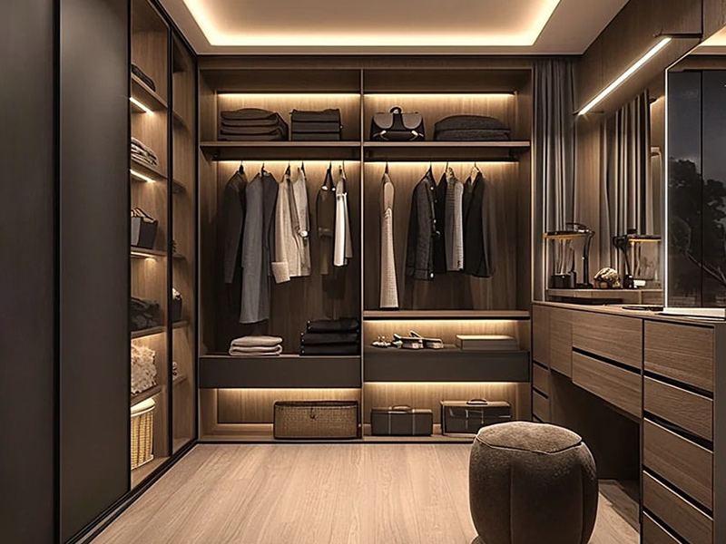 Light American Style Open Walk in Wardrobe