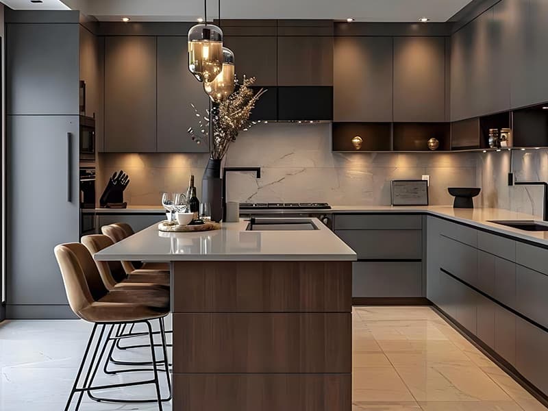 Moderne Küchenschrank-Designideen in dunklen Tönen: Der elegante, funktionale Trend 2026